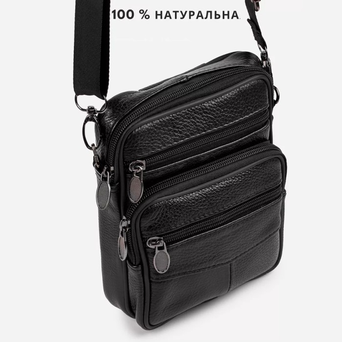 Стильна чоловіча сумка через плече з натуральної шкіри, компактний розмір, BO-222 багато відділень