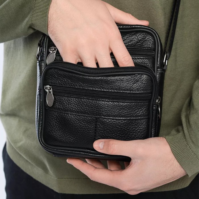Сумка месенджер слінг, Чоловіча невелика сумка-месенджер, Сумка чоловіча чорна вертикальна щоденна RM-14
