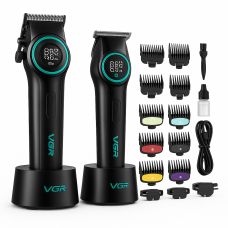 Набір VGR 2 в 1 V-001 V-977 BLACK, акумуляторна машинка для стрижки та триммер. Колір: чорний