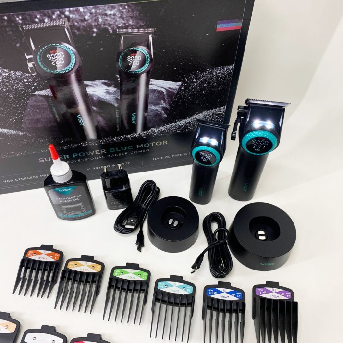 Набір VGR 2 в 1 V-001 V-977 BLACK, акумуляторна машинка для стрижки та триммер. Колір: чорний
