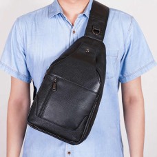 Чоловіча міська сумка крос-боді, Сумка чоловіча чорна через плече шкіряна крос-боді JR-61