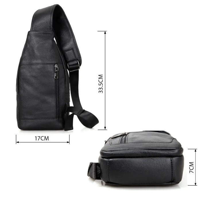 Чоловіча міська сумка крос-боді, Сумка чоловіча чорна через плече шкіряна крос-боді JR-61