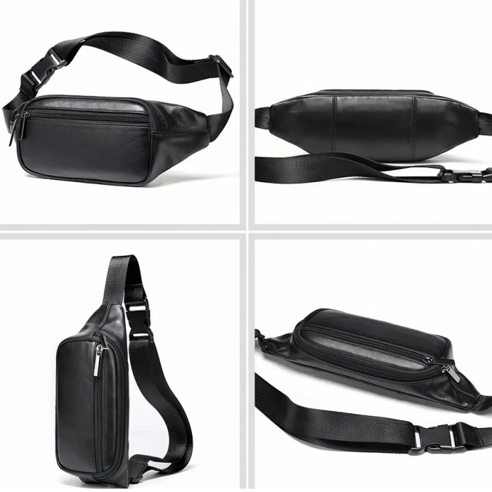 Міська сумка на груди для чоловіків, Шкіряна сумка бананка на груди, Бананка чоловіча без принта ZS-16