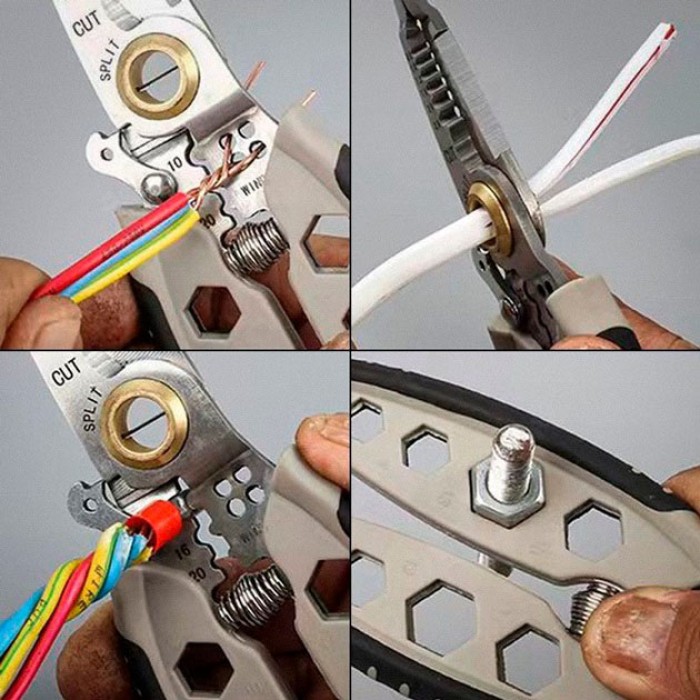 Інструмент для зняття ізоляції 16 в 1, стискання клем, зачистки проводів Мультитул стрипер XZ-60