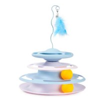 Іграшка трек для котика, кошеня з кульками і трекбол пером. Колір: синій ZV-34