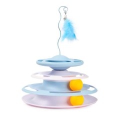 Іграшка трек для котика, кошеня з кульками і трекбол пером. Колір: синій EW-64