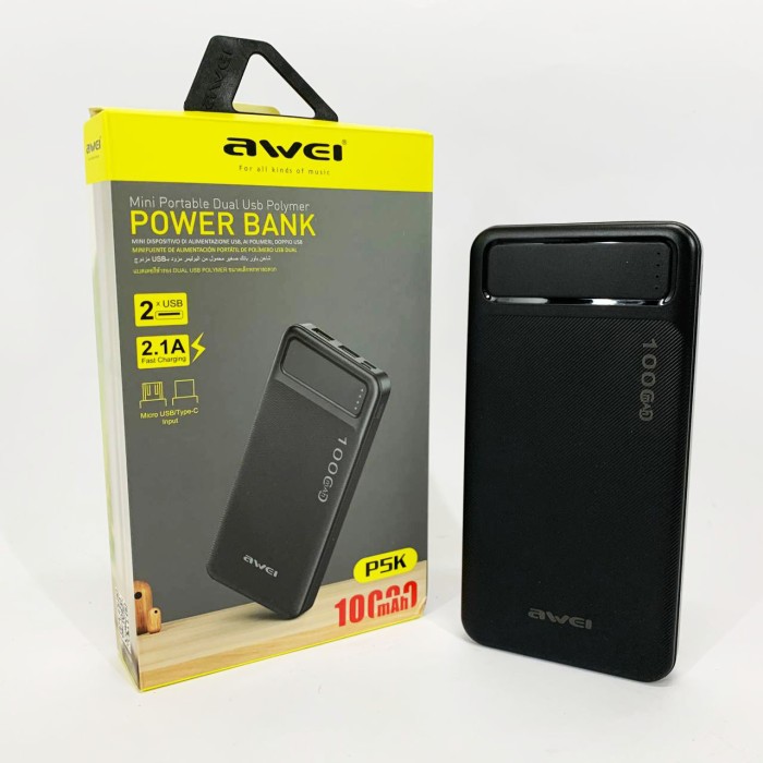 Потужний акумулятор для телефону переносний Awei P5K 10000 mah, Повербанк для смартфона CM-52
