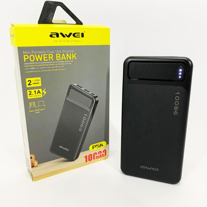 Потужний акумулятор для телефону переносний Awei P5K 10000 mah, Повербанк для смартфона CM-52