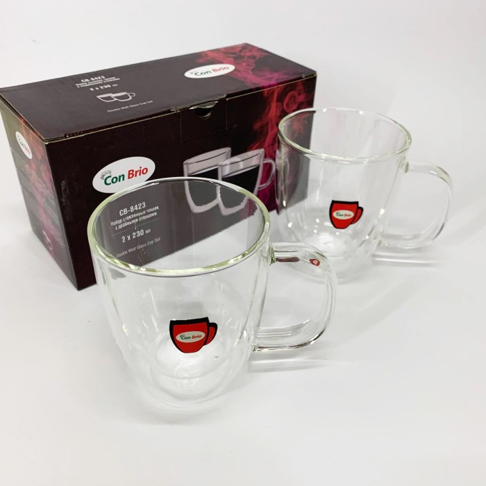 Чашки з подвійним дном для чаю Con, Набір подвійних скляних кавових чашок, Подвійні скляні чайні чашки XH-97