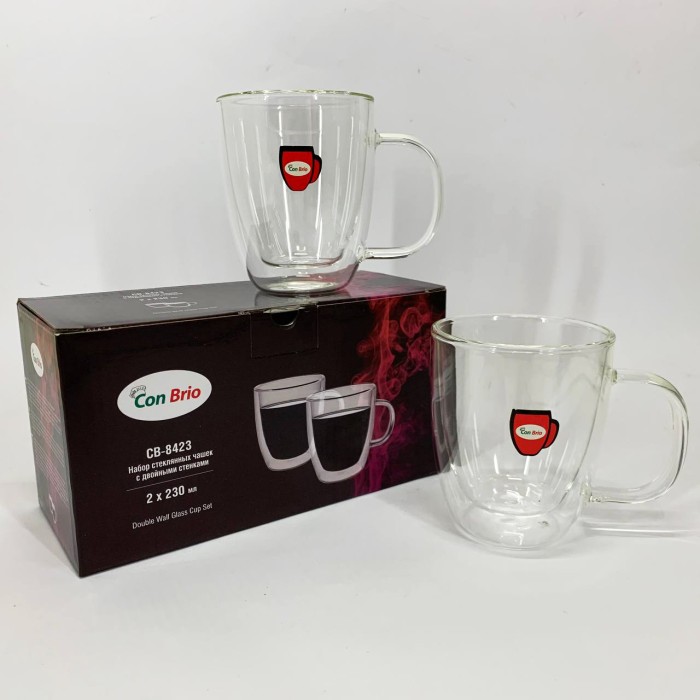 Чашки з подвійним дном для чаю Con, Набір подвійних скляних кавових чашок, Подвійні скляні чайні чашки XH-97