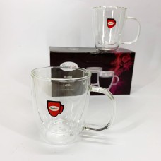 Прозорі склянки з подвійним дном, Набір склянок з подвійним склом 2 шт Прозорі кружки дном NT-51