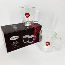 Скляні чашки для кави з подвійним дном Con Brio CB-8423-2, 2шт, 230мл, Прозорі склянки з подвійним дном WV-71