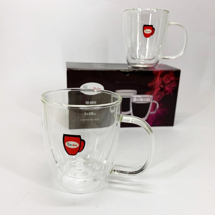 Скляні чашки для кави з подвійним дном Con Brio CB-8423-2, 2шт, 230мл, Прозорі склянки з подвійним дном WV-71