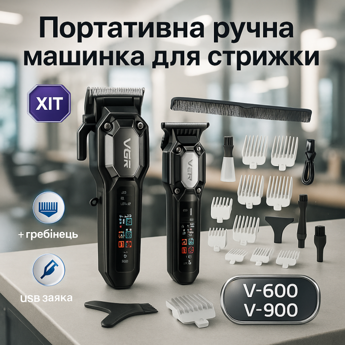 Машинка для стрижки волосся з мотором VGR, Електрична акумуляторна машинка для стрижки IB-16