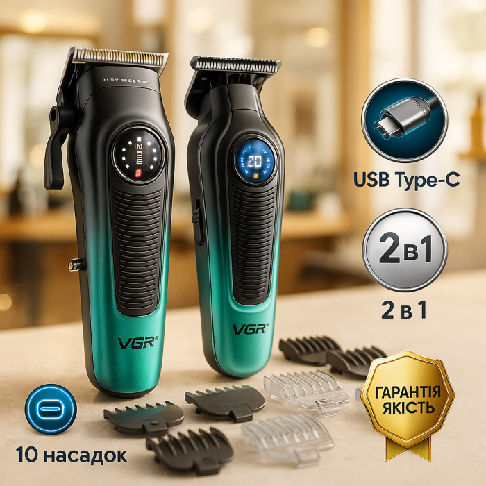 Машинка для стрижки волосся і гоління V-196, Універсальний тример для чоловіків, Тример бездротовий QC-32