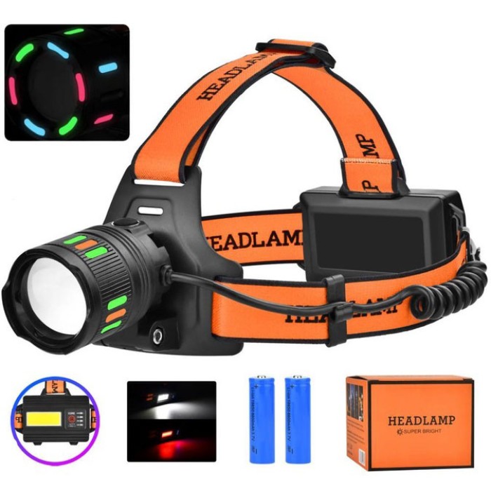 Налобний світлодіодний ліхтар BL-T203-TG+COB(white+red), Налобний ліхтар з usb зарядкою RJ-16