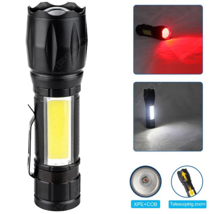 Ліхтар портативний переносний W601-XPE(red)+COB(white), LED ліхтар із зарядкою Невеликий ручний ZI-95