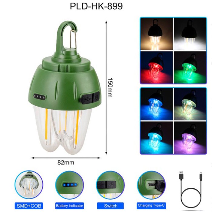 Ліхтар кемпінг вольфрамова лампа на сонячній батареї 899-SMD(RGB)+COB
