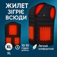 Жилет з підігрівом від powerbank (XL), Жилет з підігрівом для подорожей Чорний QY-91