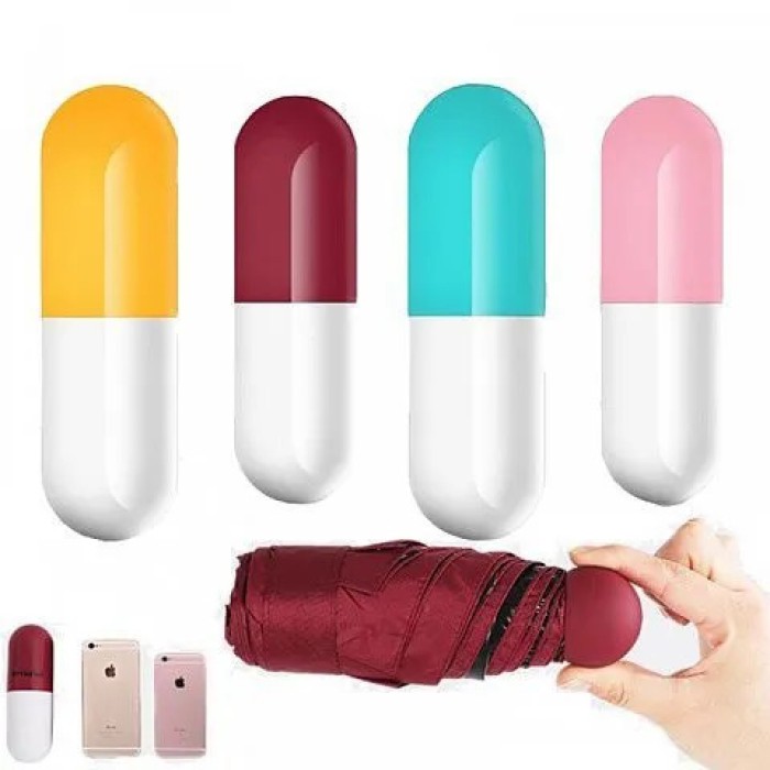 Компактна парасолька в капсулі-футлярі Червона, маленька парасолька в капсулі. Колір червоний SB-91