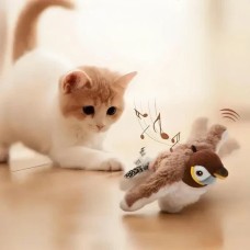 Інтерактивна іграшка для кішок літаюча пташка горобець для кота птах махає крилами