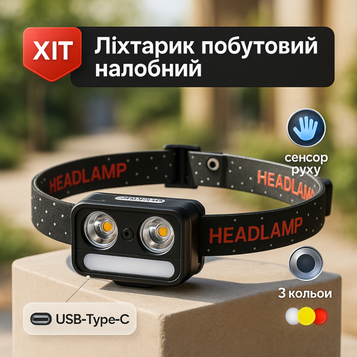 Головний ліхтарик 2069-XPG+XPG+5SMD Motion sensor, Налобний ліхтар для точних робіт UJ-60