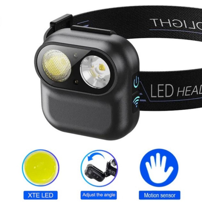 Налобний світлодіодний ліхтар для нічних прогулянок W809-2XTE Motion Sensor, Led ліхтар на голову CZ-77