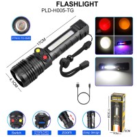 Ліхтар ручний PLD-H005-3PM10-TG +14SMD, білий, жовтий, червоний