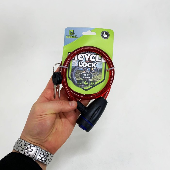 Велосипедний велозамок 187, 10*65, Тросик замок для велосипеда, Замок-трос велосипедний маленький MN-86