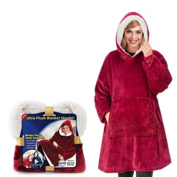 Світшот плед з капюшоном huggle, Світшот плед huggle hoodie blanket Hoodie з рукавами LT-66