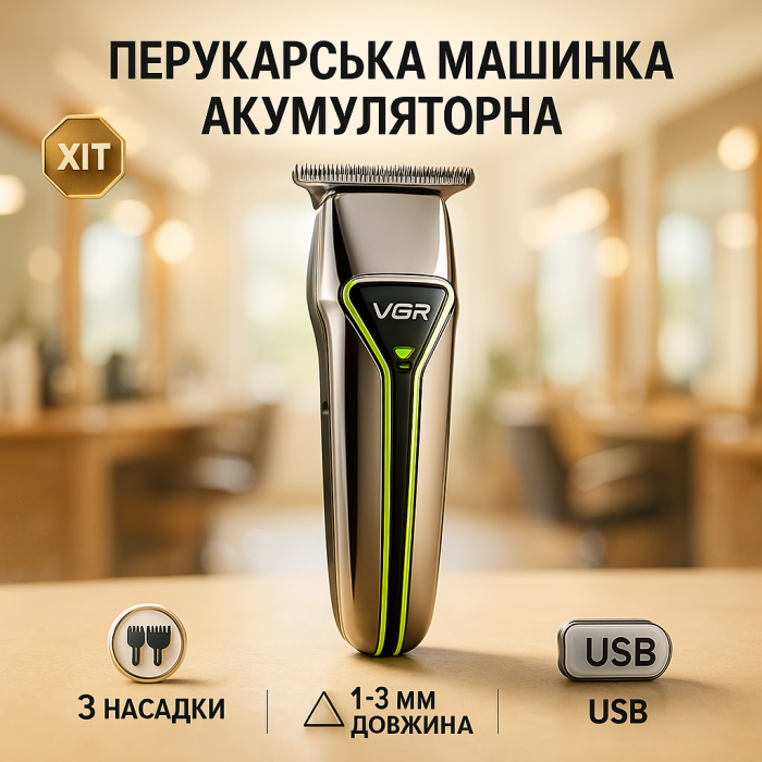 Універсальний тример для чоловіків VGR V-008 Pro, Професійна електрична машинка для стрижки UB-72