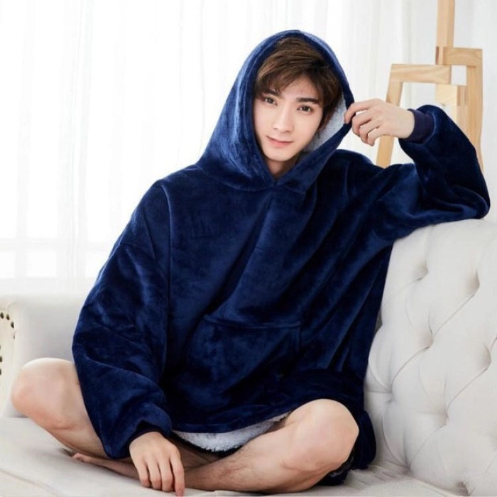 Плед з рукавами однотонний, Тепла накидка з рукавами Ковдра і капюшоном для дому XP-72