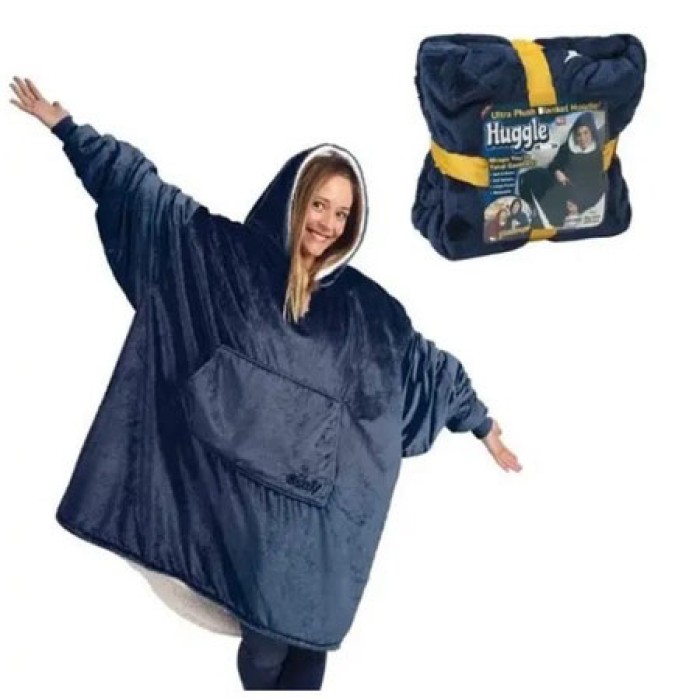 Плед з рукавами однотонний, Тепла накидка з рукавами Ковдра і капюшоном для дому XP-72