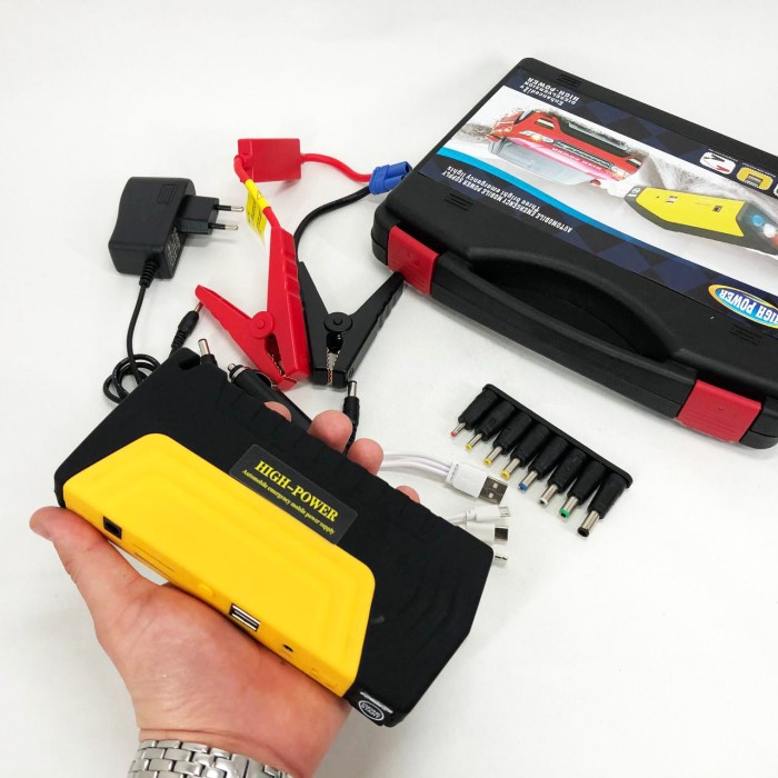 Пускозарядний пристрій на 50800 mAh для автомобільного акумулятора з індикацією заряду в кейсі