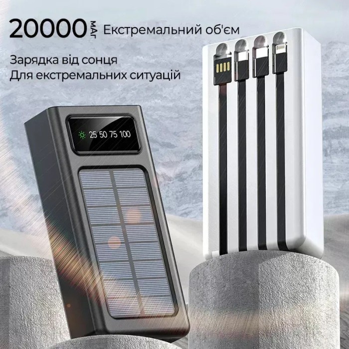 Надійний павербанк для активних користувачів 20000mAh, Потужний павербанк в дорогу WR-73
