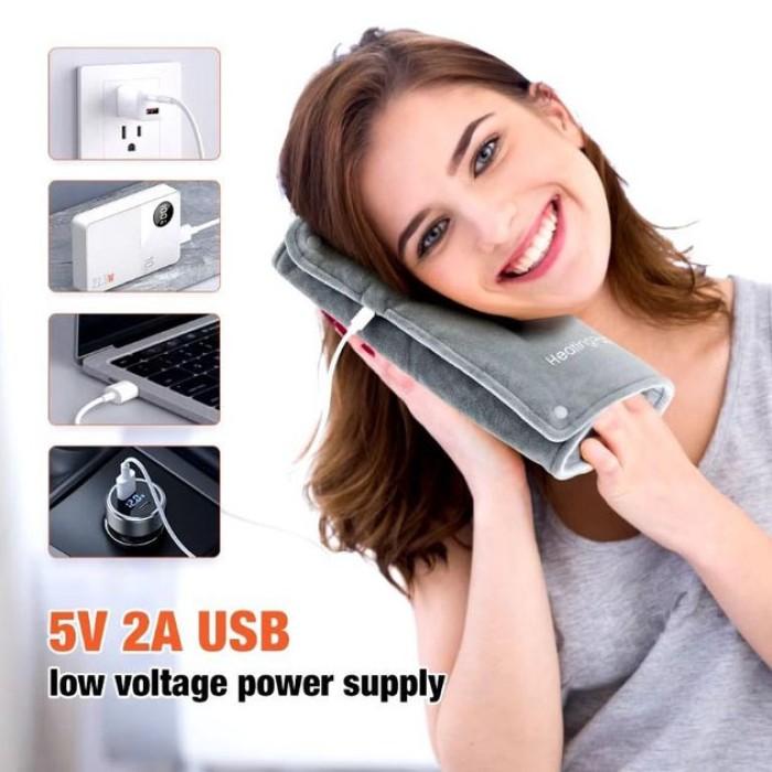 Універсальна електрогрілка від USB 30х50 см електричний термокилимок з підігрівом для рук, ніг та шиї WU-66