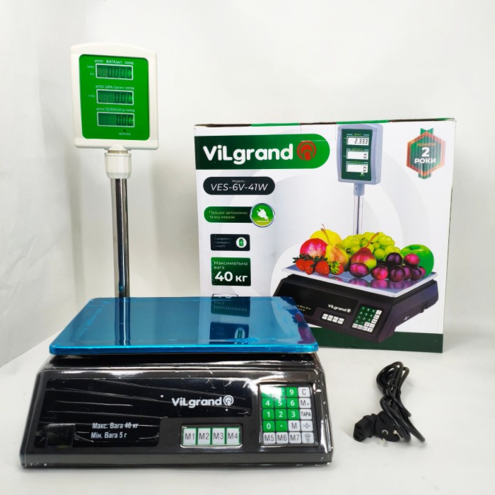 Ваги торговельні ViLgrand VES-6V-41W 40 кг з калькулятором та акумулятором