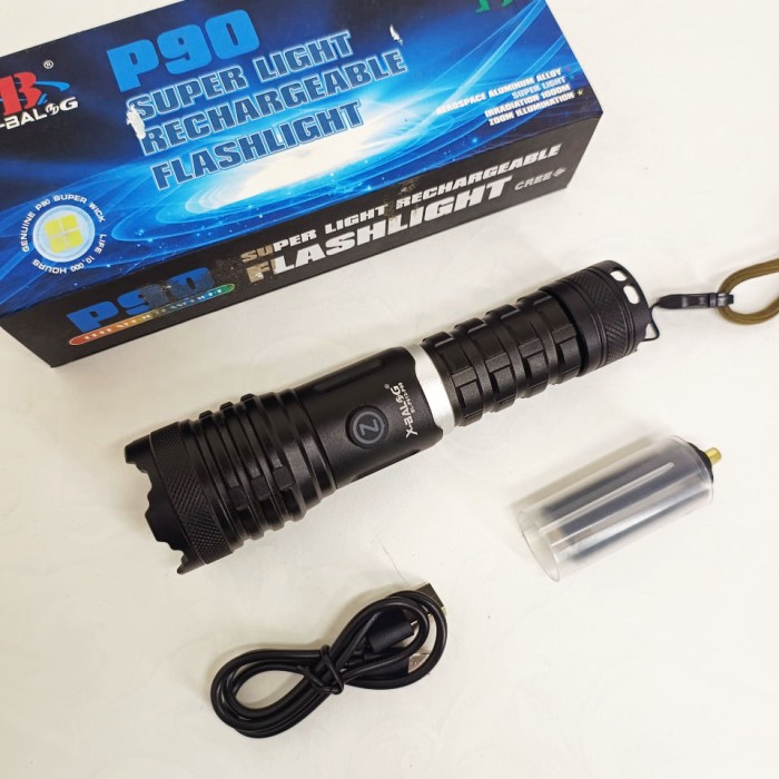Алюмінієвий акумуляторний ручний ліхтарик Bailong BL-P913-P90 світлодіодний з потужною лінзою