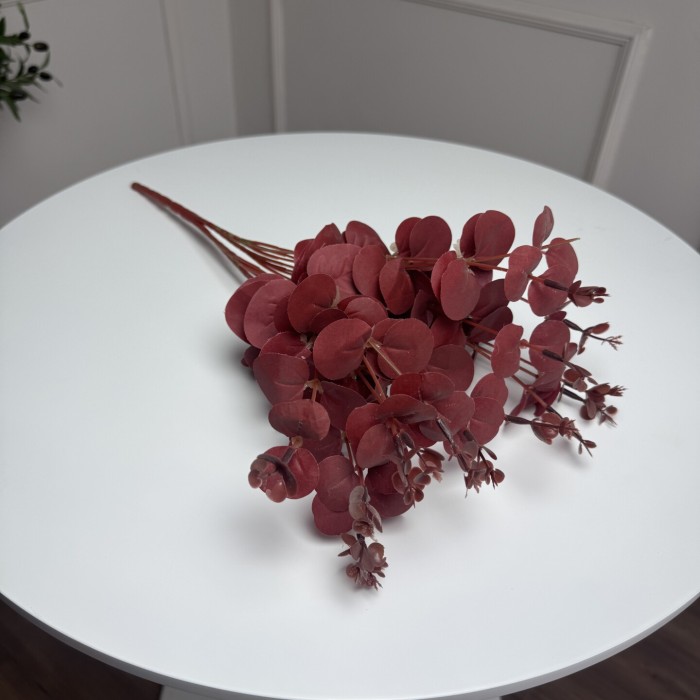 Букет евкаліпту штучний для декору 5шт/уп. Колір: бордовий UN-74