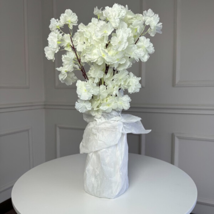 Гілка сакури, 55 см, 5 гілок (2шт/уп). Колір: білий EP-12