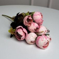 Букет Ранункулюсів штучний, 30 см, 5 стебел, 8 квіток/мікс (2 букети в уп.). Колір: рожевий TN-10
