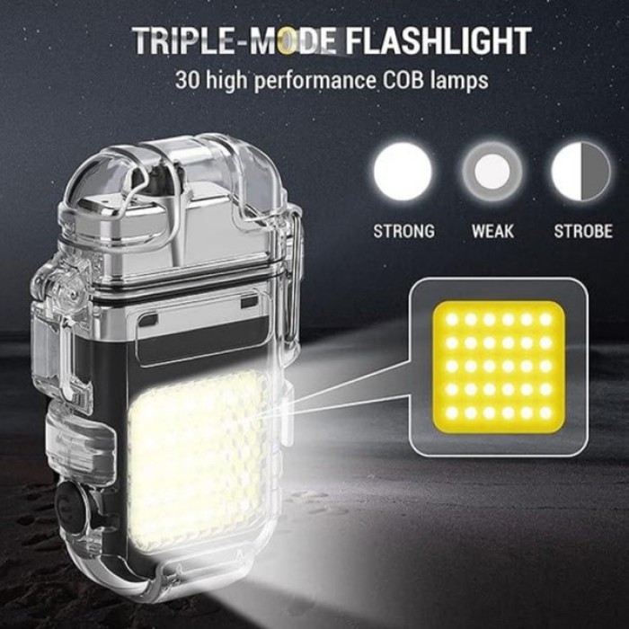 Запальничка спіральна водонепроникна електронна з LED ліхтариком та зарядкою від USB VZ-62