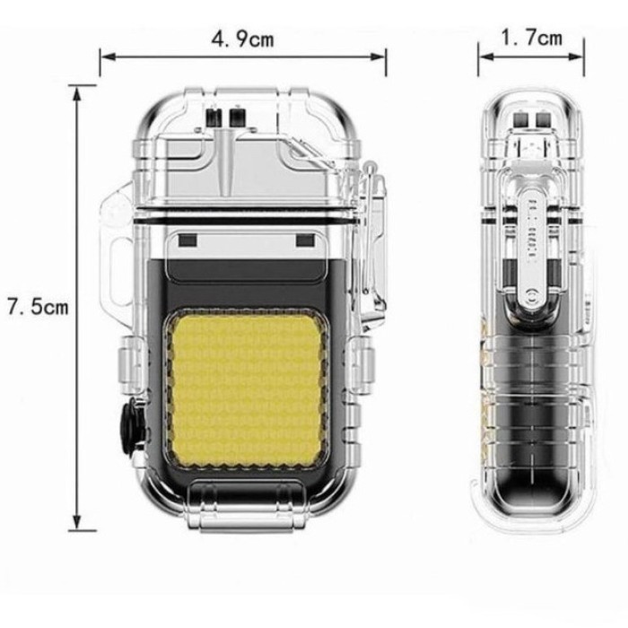 Запальничка спіральна водонепроникна електронна з LED ліхтариком та зарядкою від USB VZ-62