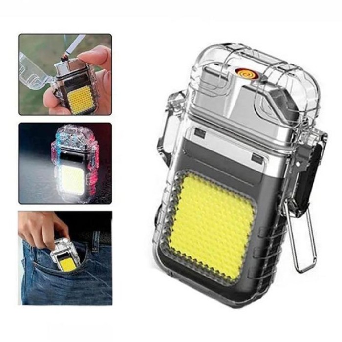 Запальничка спіральна водонепроникна електронна з LED ліхтариком та зарядкою від USB WI-72