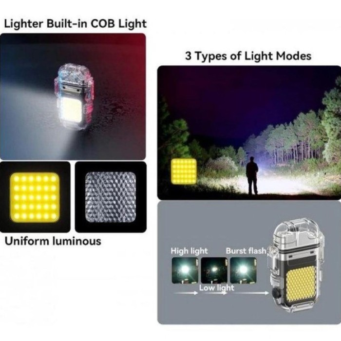 Запальничка спіральна водонепроникна електронна з LED ліхтариком та зарядкою від USB ZH-36