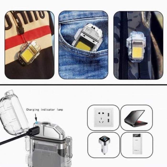 Запальничка спіральна водонепроникна електронна з LED ліхтариком та зарядкою від USB ZH-36