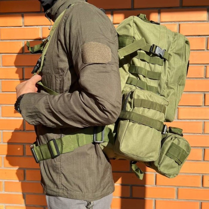 Рюкзак тактичний 55л з трьома підсумками! Якісний штурмовий для походу подорожей великий рюкзак баул