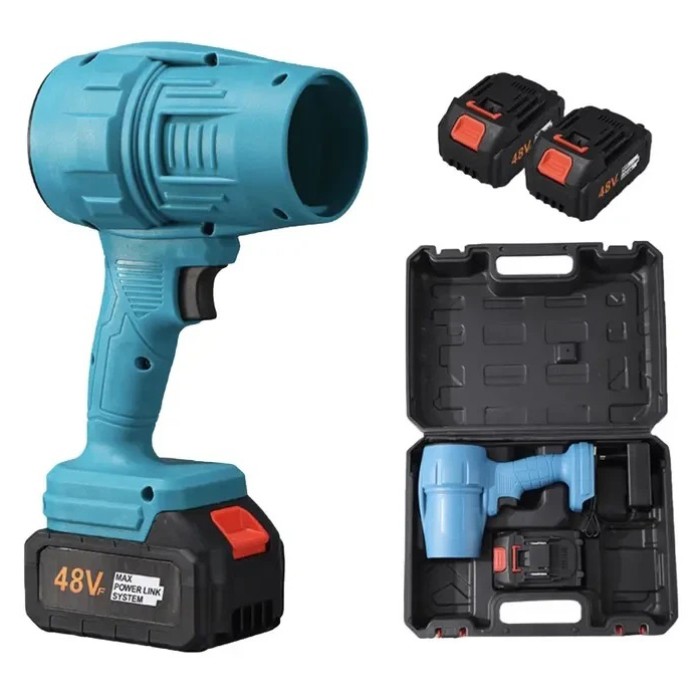 Акумуляторна турбовоздуходувка 48В, 2×6Ач, безщіткова, Jet Fan до 200 миль/год, кейс, для листя, снігу та пилу RH-23