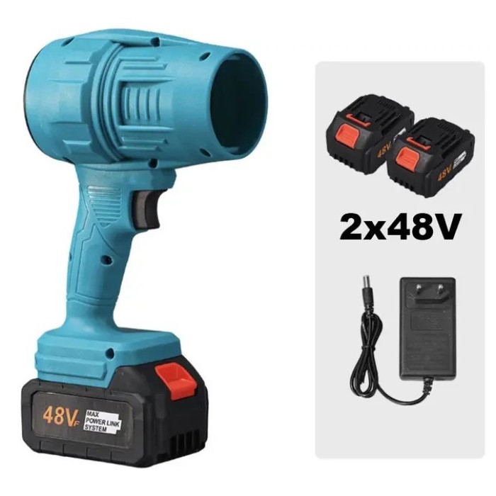 Акумуляторна турбовоздуходувка 48В, 2×6Ач, безщіткова, Jet Fan до 200 миль/год, кейс, для листя, снігу та пилу RH-23