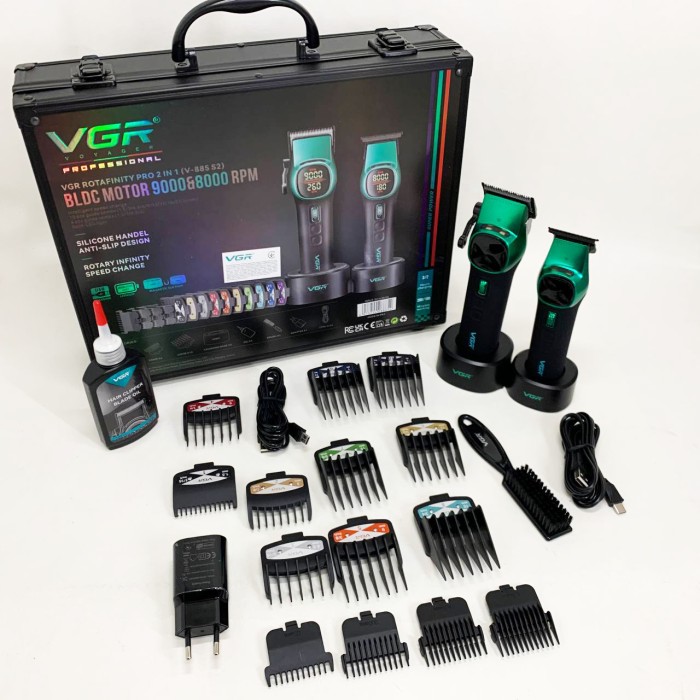 Чоловічий набір для стрижки волосся бездротовий VGR V-885 S2 GREEN, Машинка для стрижки чоловіча LP-45